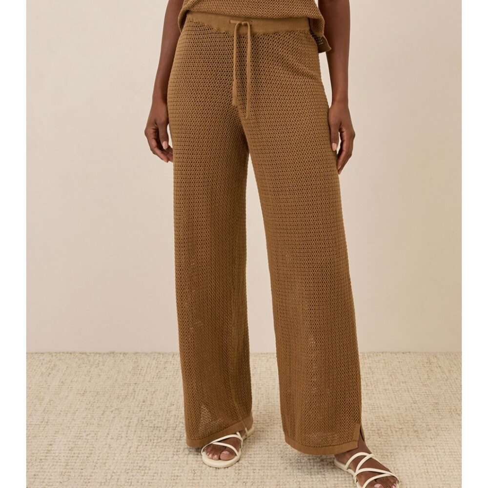 Organic Cotton/Linen Blend Crochet Knit Pant- PACT